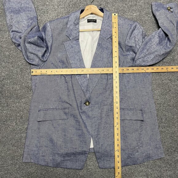 Lane Bryant Womens Blue Linen Blend Blazer 24P Two-Button Plus Size Jacket - Picture 6 of 6